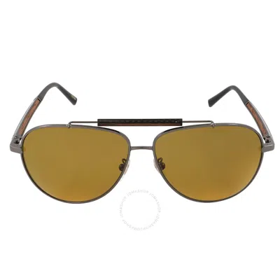 Chopard Brown Pilot Men's Sunglasses Schc94 568p 60 In Brown / Ruthenium