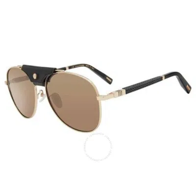 Chopard Brown Pilot Unisex Sunglasses Schf22 300z 59 In Brown / Gold / Rose / Rose Gold