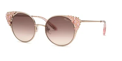 Chopard Brown Pink Gradient Cat Eye Sunglasses Schl06s 0a39 53 In Gold