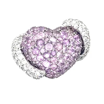 Pre-owned Chopard By De Grisogono Diamond And Pink Sapphire 18 Karat White Gold Ring