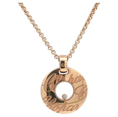 Pre-owned Chopard Issimo 18k Rose Gold Floating Diamond Disk Pendant Necklace In Red