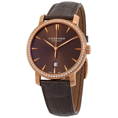 Chopard Classic 18kt Rose Gold Diamond Automatic Brown Dial Men's Watch 171278-5007 In Black