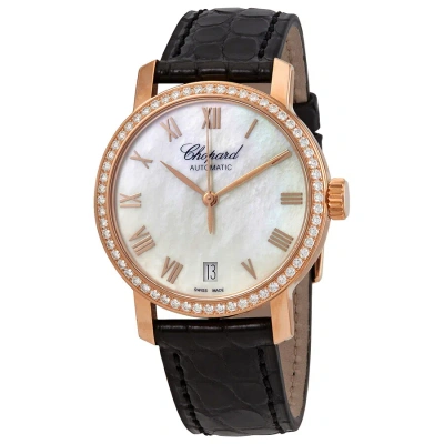 Chopard Classic 18kt Rose Gold Diamond White Mother Of Pearl Dial Watch 134200-5001 In Pink