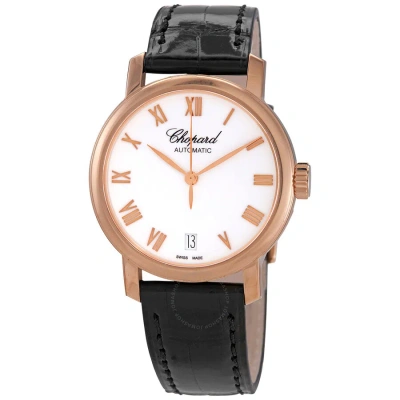 Chopard Classic White Dial 18kt Rose Gold Automatic Ladies Watch 124200-5001 In Black