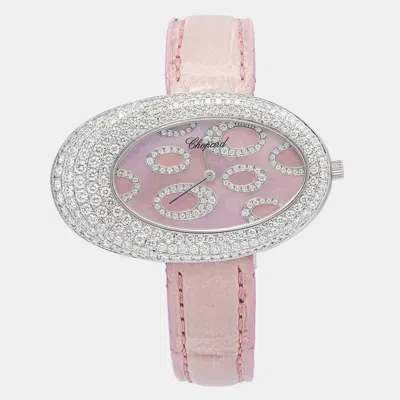 Pre-owned Chopard Classique 139109-1003 Quartz Pink Diamond Stainless Steel Women's Wristwatch 45mm