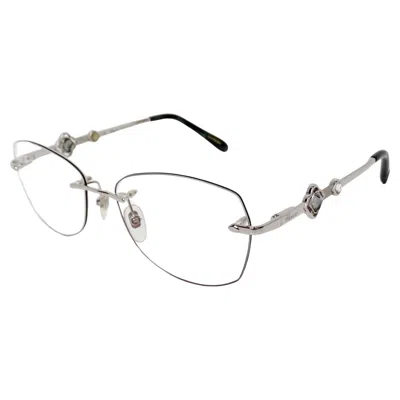 Pre-owned Chopard Clear Frameless Silver-tone Metal Eyeglasses With Crystal Accents In Gray