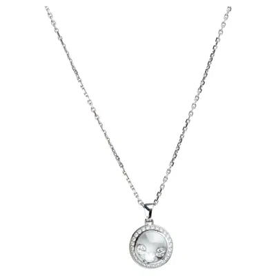 Pre-owned Chopard Collier Pendentif Happy Diamonds Icons White Gold Necklace Pendant Box