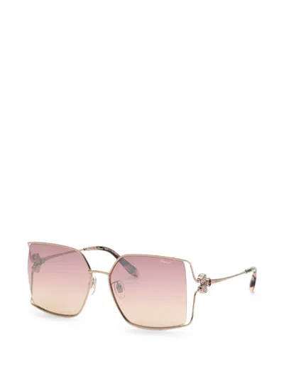 Chopard Crystal-embellished Square-frame Sunglasses In Pink