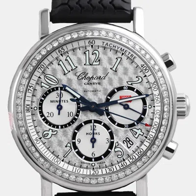 Pre-owned Chopard Customised Silver Diamond Mille Miglia 16/8331 Automatic Men's Wristwatch 39 Mm