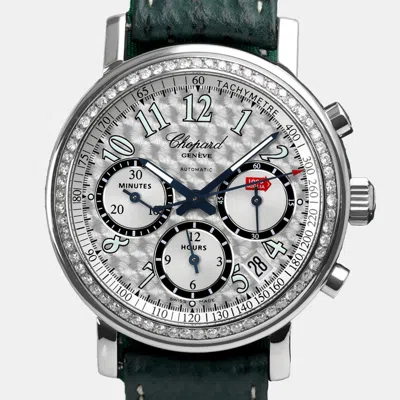 Pre-owned Chopard Customised Silver Diamond Mille Miglia 16/8331 Automatic Men's Wristwatch 39 Mm
