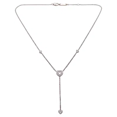 Pre-owned Chopard Diamond 18k White Gold Heart Lariat Drop Necklace
