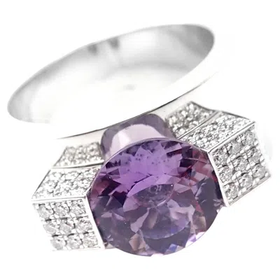 Pre-owned Chopard Diamond Amethyst White Gold Wide Band Ring