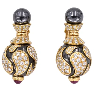 Pre-owned Chopard Diamond And Hematite Earrings In Multi