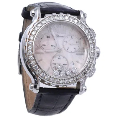 Pre-owned Chopard Diamond And Mother Of Pearl 'happy Sport' Chronograph Wristwatch In Multi