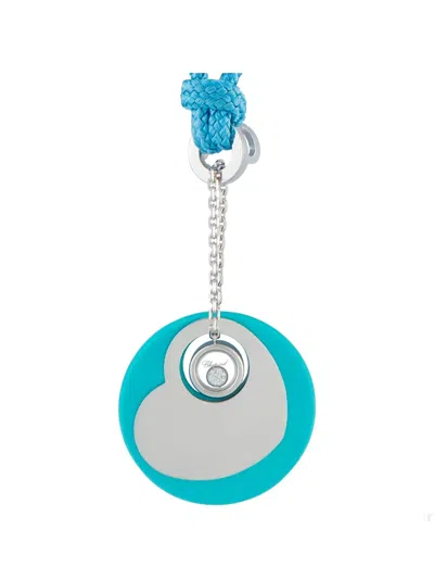 Pre-owned Chopard Diamond And Turquoise Pendant Necklace In Silver