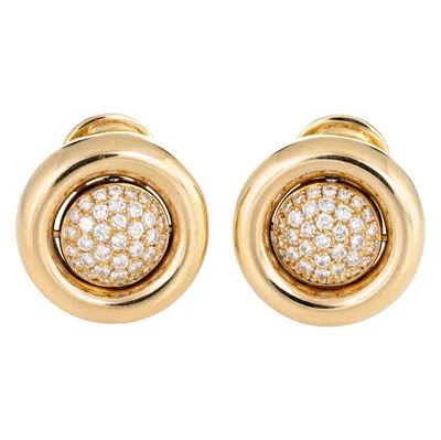 Pre-owned Chopard Diamond Earrings Movable Day Night 18 Karat Yellow Gold Estate Jewelry