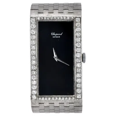 Pre-owned Chopard Diamond Onyx 18k White Gold Rectangular Vintage Winding Ladies Watch