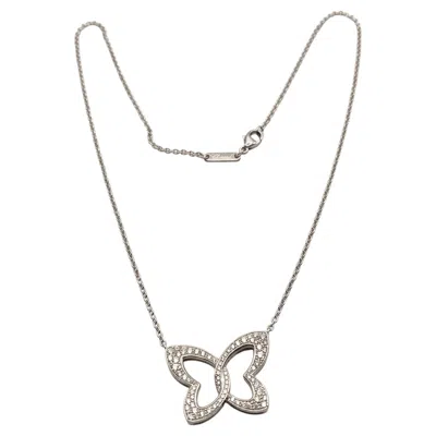 Pre-owned Chopard Diamond Pave Butterfly 18k White Gold Pendant Necklace