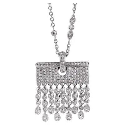 Pre-owned Chopard Diamond Tassel Drop 18k White Gold Sautoir Pendant Necklace