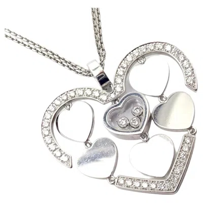 Pre-owned Chopard Double Happy Heart Diamond Large White Gold Pendant Necklace