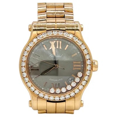 Pre-owned Chopard Estate  White Diamond Round Happy Sports Watch In 18k Rose Gold