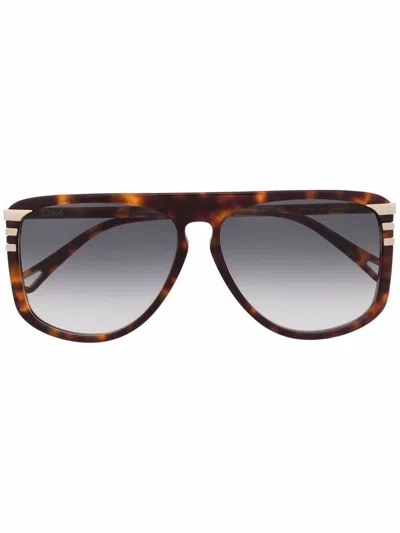 Chopard Eyewear Chloé Eyewear Pilot Frame Sunglasses In Brown