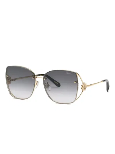 Chopard Eyewear Flower-embellished Geometric Sunglasses In Gold
