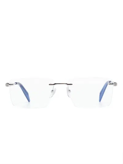 CHOPARD EYEWEAR LOGO-ENGRAVED GEOMETRIC-FRAME GLASSES
