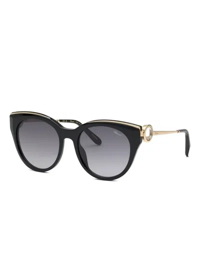 Chopard Eyewear Temple-detail Cat-eye Sunglasses In Black