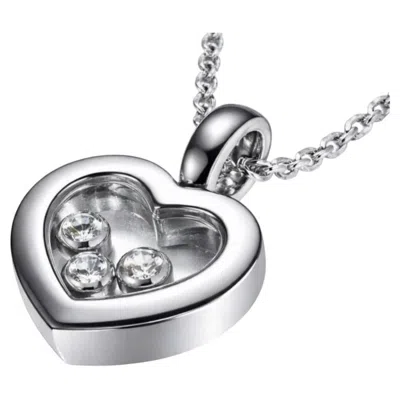 Pre-owned Chopard Floating Happy Diamonds Icons Heart Pendant Necklace 18kwg , Certificate In Multiple