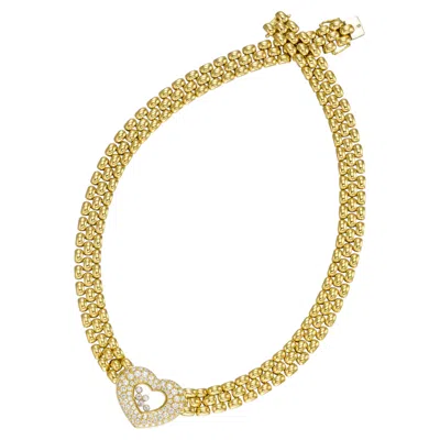 Pre-owned Chopard Geneve 18k Gold "happy Diamond" Necklace 17" 1.8 Ctw Diamond 124.20g In Multiple
