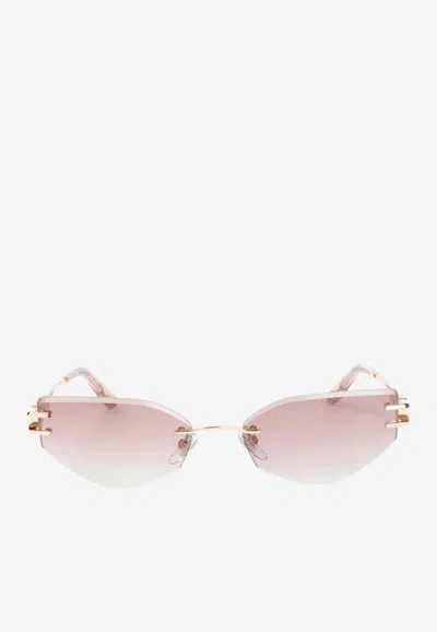 Chopard Geometric Logo Sunglasses In Pink