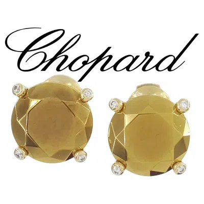 Pre-owned Chopard Golden Diamond Stud Earrings In 18k Yellow Gold & Titanium