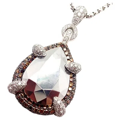 Pre-owned Chopard Golden Diamonds Diamond Chrome Stone White Gold Pendant Necklace