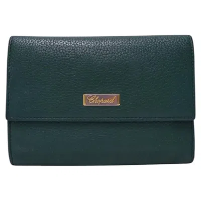 Pre-owned Chopard Green Grained Leather Flap Wallet