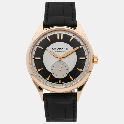Pre-owned Chopard Grey 18k Rose Gold Automatic Men's Wristwatch 38 Mm