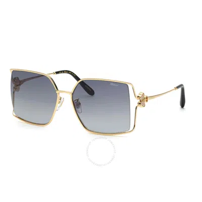 Chopard Grey Gradient Square Ladies Sunglasses Schg68s 0300 62 In Gold