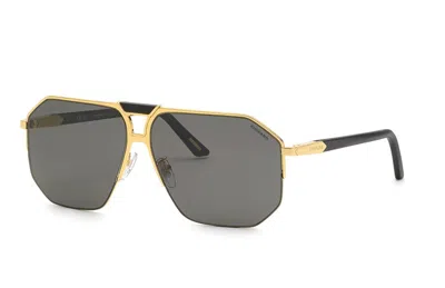 Chopard Grey Navigator Men's Sunglasses Schg61v 400p 62 In ["grey","yellow","gold Tone"]