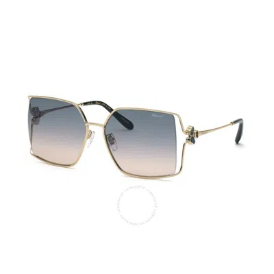 Chopard Grey Pink Gradient Square Ladies Sunglasses Schg68v 0594 62 In Blue