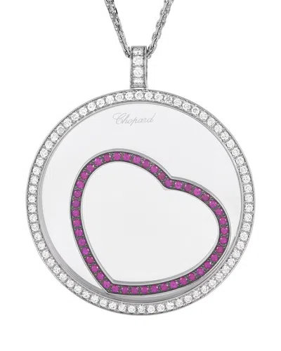Chopard Happy 18k 2.24 Ct. Tw. Diamond & Ruby Necklace In Metallic