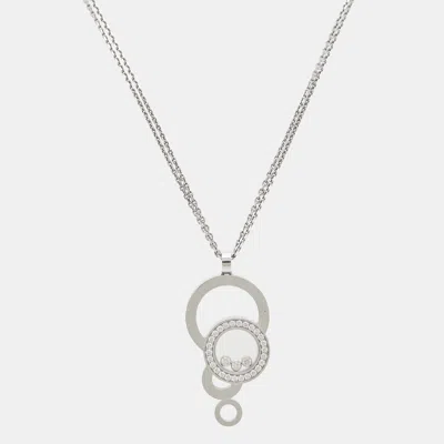 Pre-owned Chopard Happy Bubbles Diamonds 18k White Gold Necklace