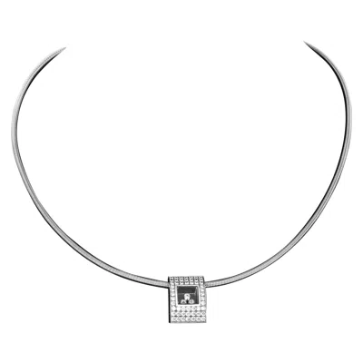 Pre-owned Chopard Happy Curves Diamond 18k White Gold Pendant Collar Necklace