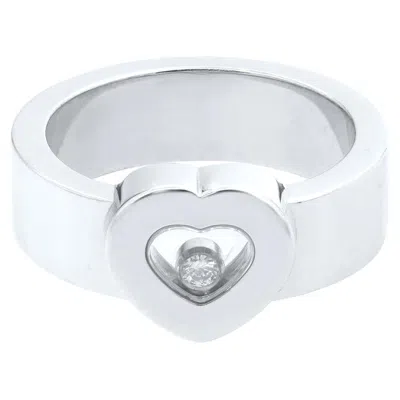 Pre-owned Chopard Happy Diamond 18 Karat White Gold Ring 0.05cttw