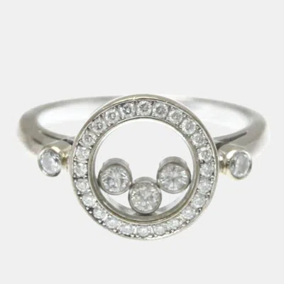 Pre-owned Chopard Happy Diamond 18k White Gold And Diamond Ring Eu 52