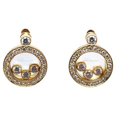 Pre-owned Chopard Happy Diamond Circle 18 Karat Yellow Gold Earrings