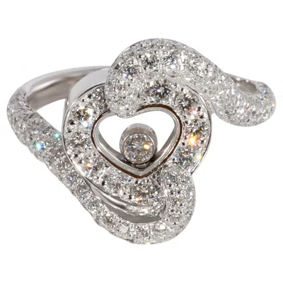 Pre-owned Chopard Happy Diamond Heart Ring In 18k White Gold 0.86 Ctw