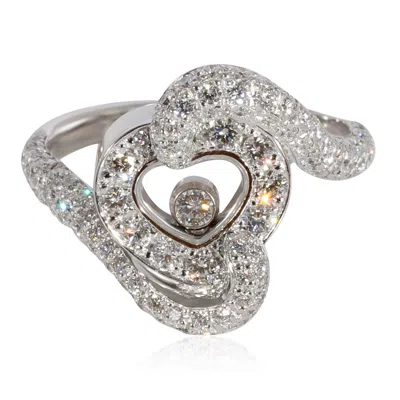 Pre-owned Chopard Happy Diamond Heart  Ring In 18k White Gold 0.86 Ctw