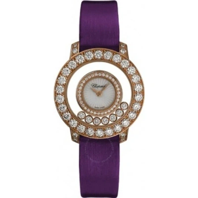 Chopard Happy Diamond Mother Of Pearl Diamond Bezel 18k Rose Gold Ladies Watch 209412-5001 In Purple