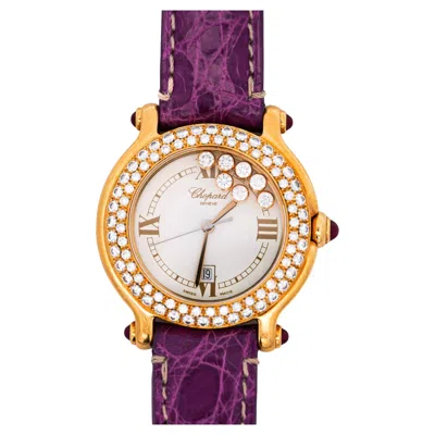 Pre-owned Chopard Happy Diamond Sport 32mm Ref. 4144 18k Gold Quartz Watch In Multi