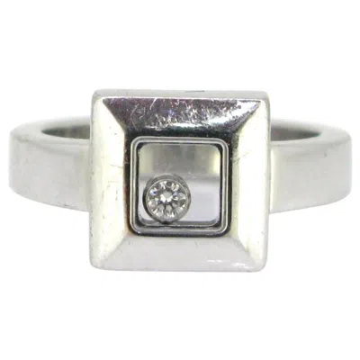 Pre-owned Chopard Happy Diamond Square Ring, 18 Karat White Gold, Switzerland